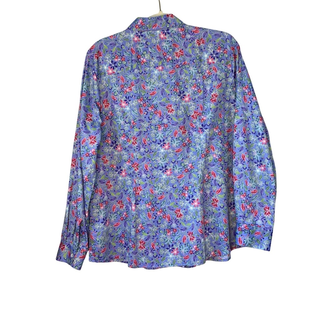 FOXCROFT for APPLESEED'S Button Up Shirt Floral Long Sleeve Wrinkle Free Size 16 - Picture 2 of 11